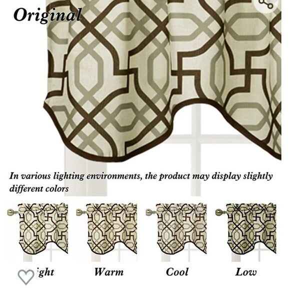 New Curtain Valance by Home Queen brown tan green  18"L x 54"W window Treatment - Picture 1 of 4